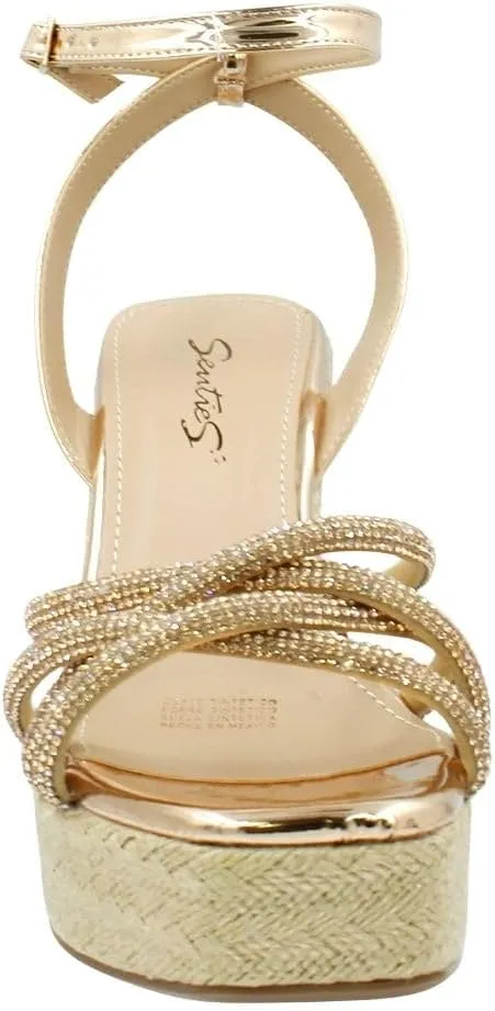 | CLARISSE Women's Rhinestone-Strap Espadrille Wedge Sandals - Glamorous and Comfortable Summer Footwear