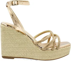 | CLARISSE Women's Rhinestone-Strap Espadrille Wedge Sandals - Glamorous and Comfortable Summer Footwear