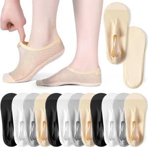12 Pairs Ultra Thin No Show Nylon Mesh Socks for Women Low Cut Breathable Lightweight Invisible Liner Socks for Flat Boat Loafers Sneaker
