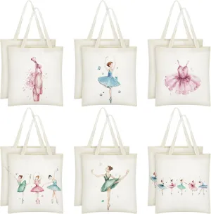 12 Pieces Ballerina Canvas Tote Bags Ballet Bags Bulk Dance Recital for Women