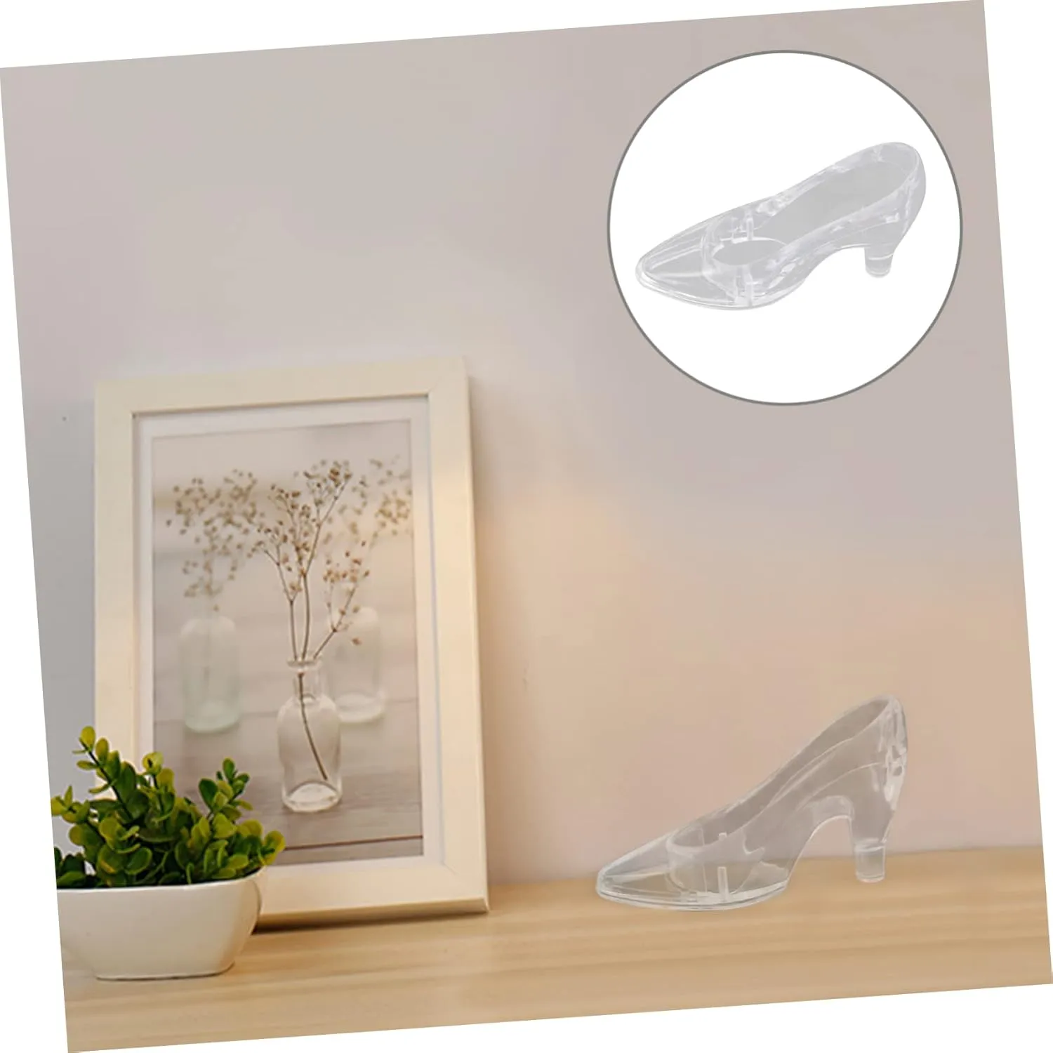 12pcs Mini Crystal Slipper Playset Accessories Wedding Heels Glass Figurines Acrylic Shoes Ornament Clear High Heel Ornaments Desktop Accessory Exquisite Desktop Decor Home Supply