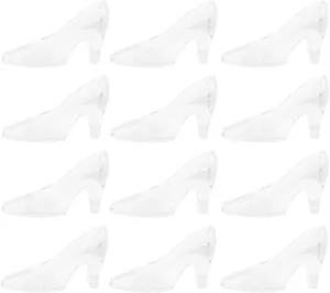 12pcs Mini Crystal Slipper Playset Accessories Wedding Heels Glass Figurines Acrylic Shoes Ornament Clear High Heel Ornaments Desktop Accessory Exquisite Desktop Decor Home Supply