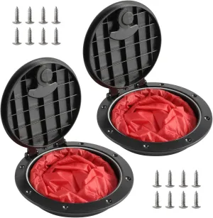 2 PCS 6'' Black Deck Plate Kit Deck Hatch with Storage Bag for Fishing Kayak Boating