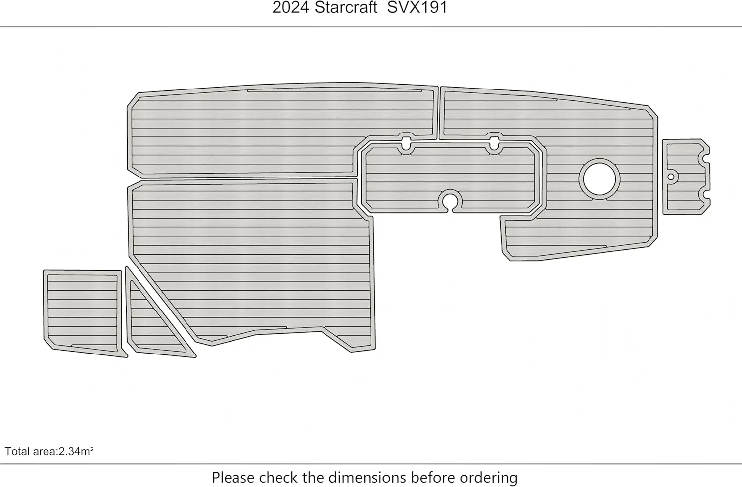 2024 Starcraft SVX191 Cockpit 1/4” 6mm eva Faux Teak Deck Surfing Boat Fishing Boat Motorcycle Hurts crapet Non-Slip mat Marine Floor