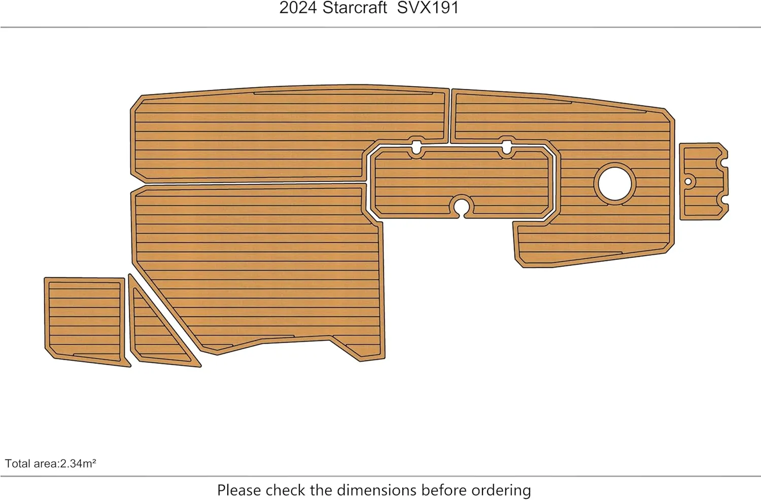 2024 Starcraft SVX191 Cockpit 1/4” 6mm eva Faux Teak Deck Surfing Boat Fishing Boat Motorcycle Hurts crapet Non-Slip mat Marine Floor