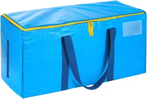 24 Gallon Extra Large Heavy Duty Foldable Moving Bags Storage Bags with Zipper & Reinforced Handles Blue Packing Bags Moving for Moving Storage Travel Saving Linen Organization (B, One Size)