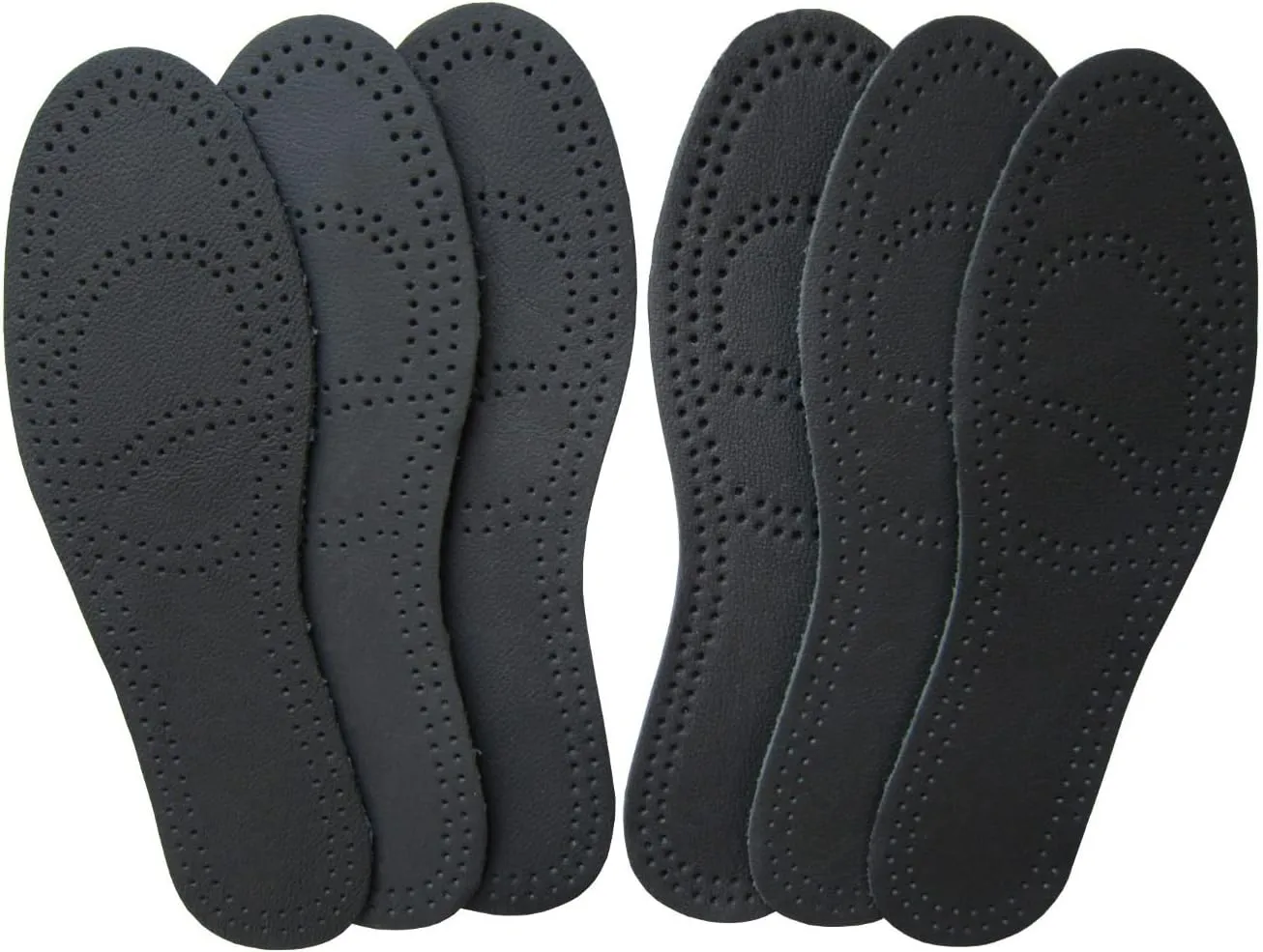 3 Pack Black Leather Insoles for Men Nonslip Shoe Pads for Boots Thin Leather Inserts for Men Dress Shoes Sole Replacement Liners for Odor Eater (3 Pairs/Mens US 8-8.5)