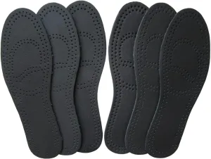 3 Pack Black Leather Insoles for Men Nonslip Shoe Pads for Boots Thin Leather Inserts for Men Dress Shoes Sole Replacement Liners for Odor Eater (3 Pairs/Mens US 8-8.5)