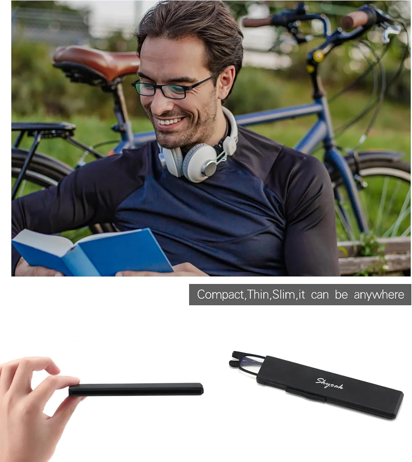 3 Pack Ultra thin Lightweight Folding Reading Glasses Women Men TR90 Blue Light Blocking Anti UV/Eyestrain Foldable Compact Computer Readers Portable Unique Stretchable Slim Flat case Gunmetal  1.0