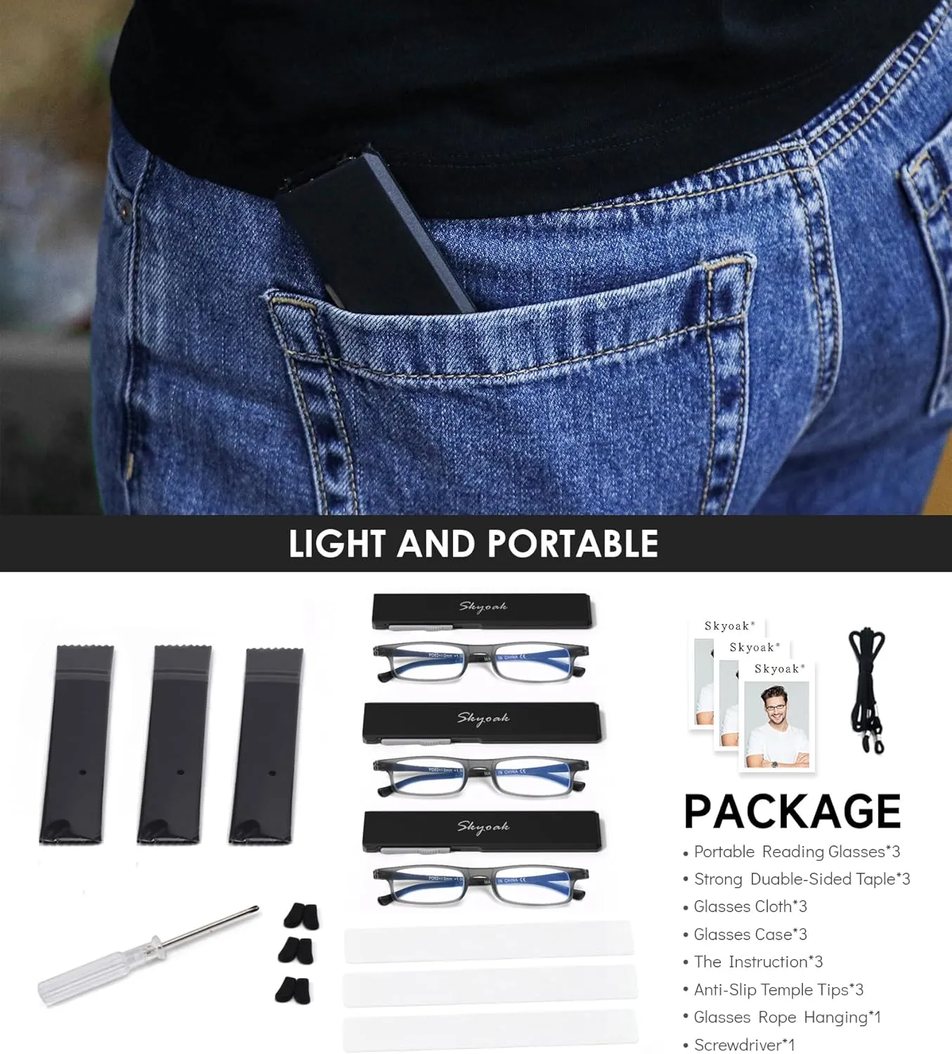 3 Pack Ultra thin Lightweight Folding Reading Glasses Women Men TR90 Blue Light Blocking Anti UV/Eyestrain Foldable Compact Computer Readers Portable Unique Stretchable Slim Flat case Gunmetal  1.0