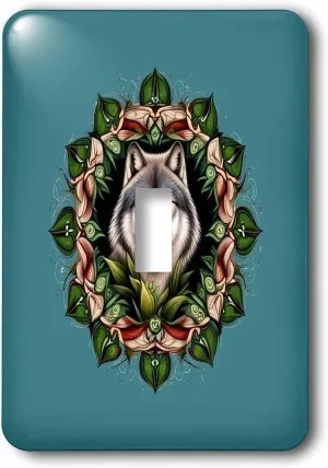 3dRose A Timber Wolf Surrounded By Ladys Slipper Minnesota... - Light Switch Covers (lsp-383474-1)