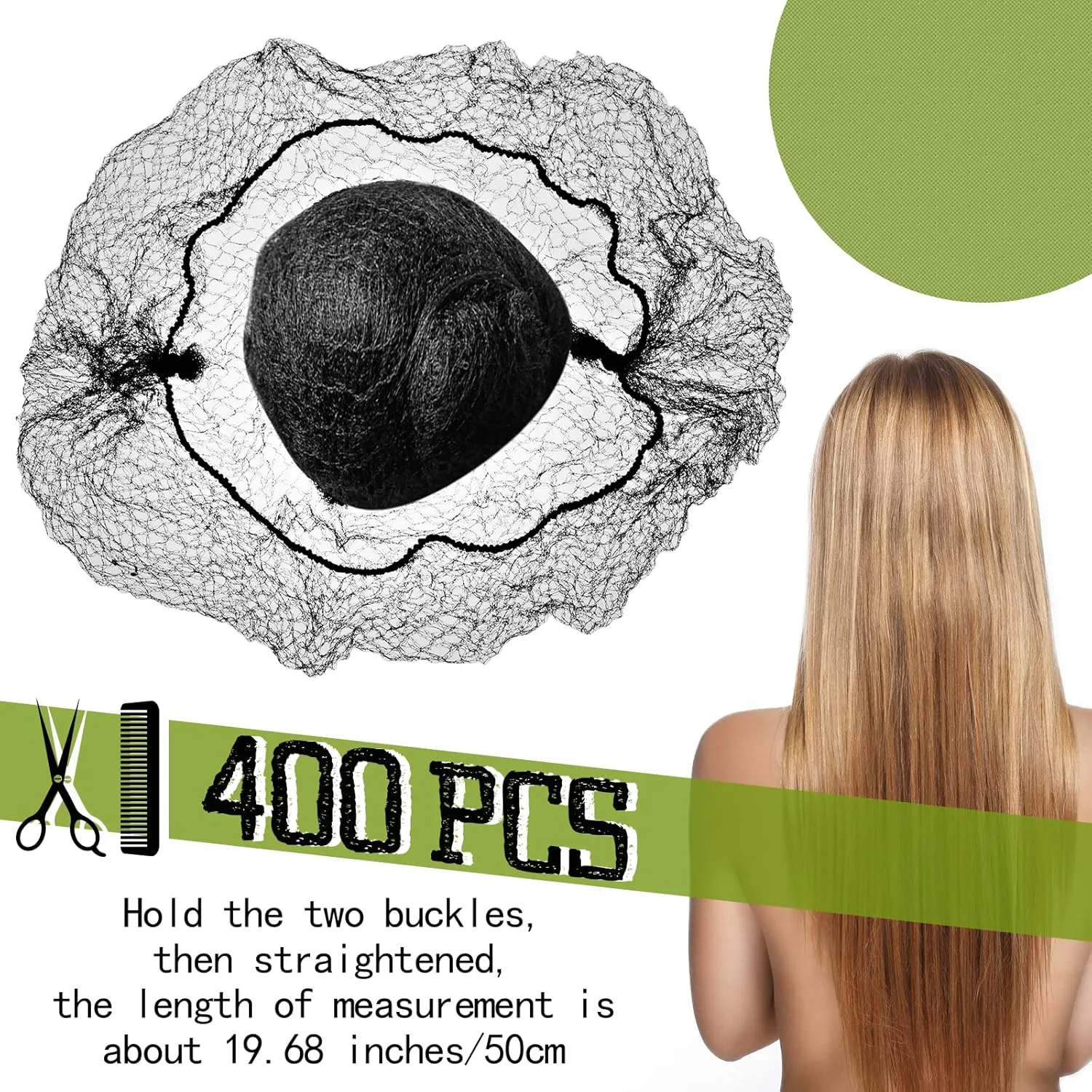 400 Pcs Hair Nets for Women Hair Nets for Food Service Invisible Elastic Edge Mesh 20 Inches Ballet Dance(Black)