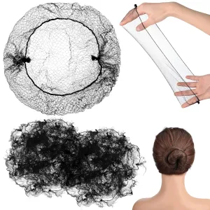 400 Pcs Hair Nets for Women Hair Nets for Food Service Invisible Elastic Edge Mesh 20 Inches Ballet Dance(Black)