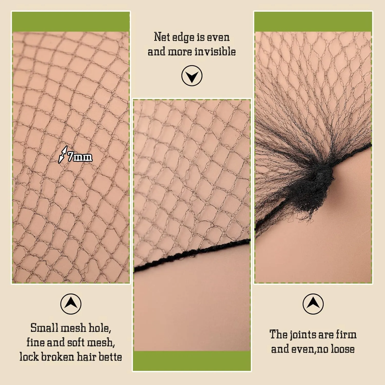 400 Pcs Hair Nets for Women Hair Nets for Food Service Invisible Elastic Edge Mesh 20 Inches Ballet Dance(Black)