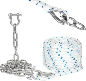 5/8" Boat Anchor Rope 150 FT with 316 Stainless Steel Chain 5/16" x 6 FT, 5/16" Anti-Off Shackles and 5/8" Thimble, Anchor Rode for Mooring, Boats Pontoon, Deck, Fishing, Sail