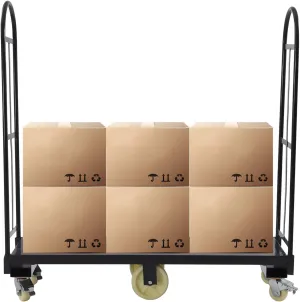 60.5 * 15.7 * 52.2in H U-Boat Cart, 2000lbs Capacity U-Boat Platform Truck Dolly, U-Boat Truck Steel with Removable Handles, for Transporting Heavy Items in Warehouses, Storage Rooms(Black).