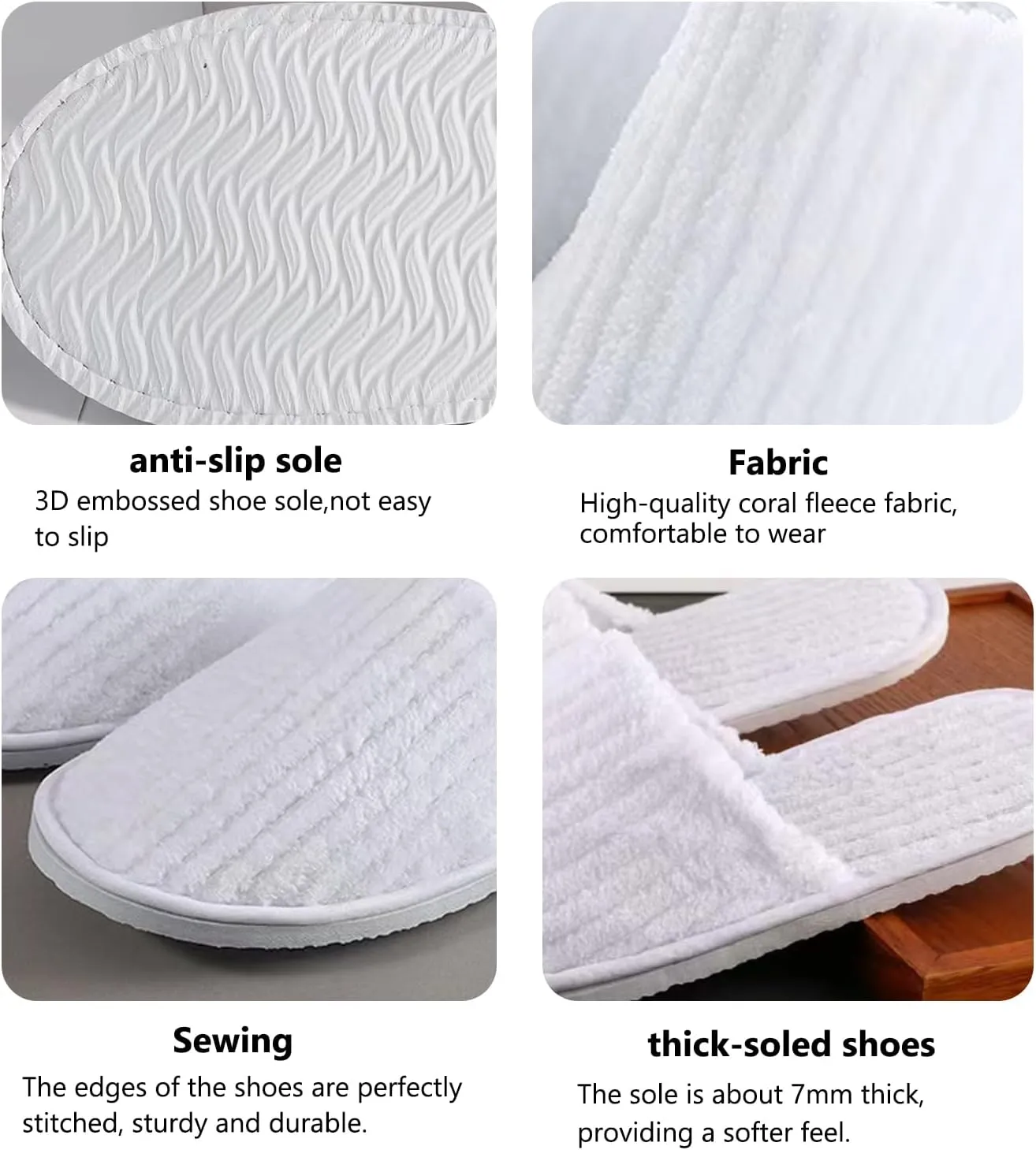 6/10/12 pairs of disposable slippers, hotels, guesthouses, beauty SPA clubs, bridesmaid sl for weddings, outdoor camping, easy-to-carry for home guests, Provide plus size options