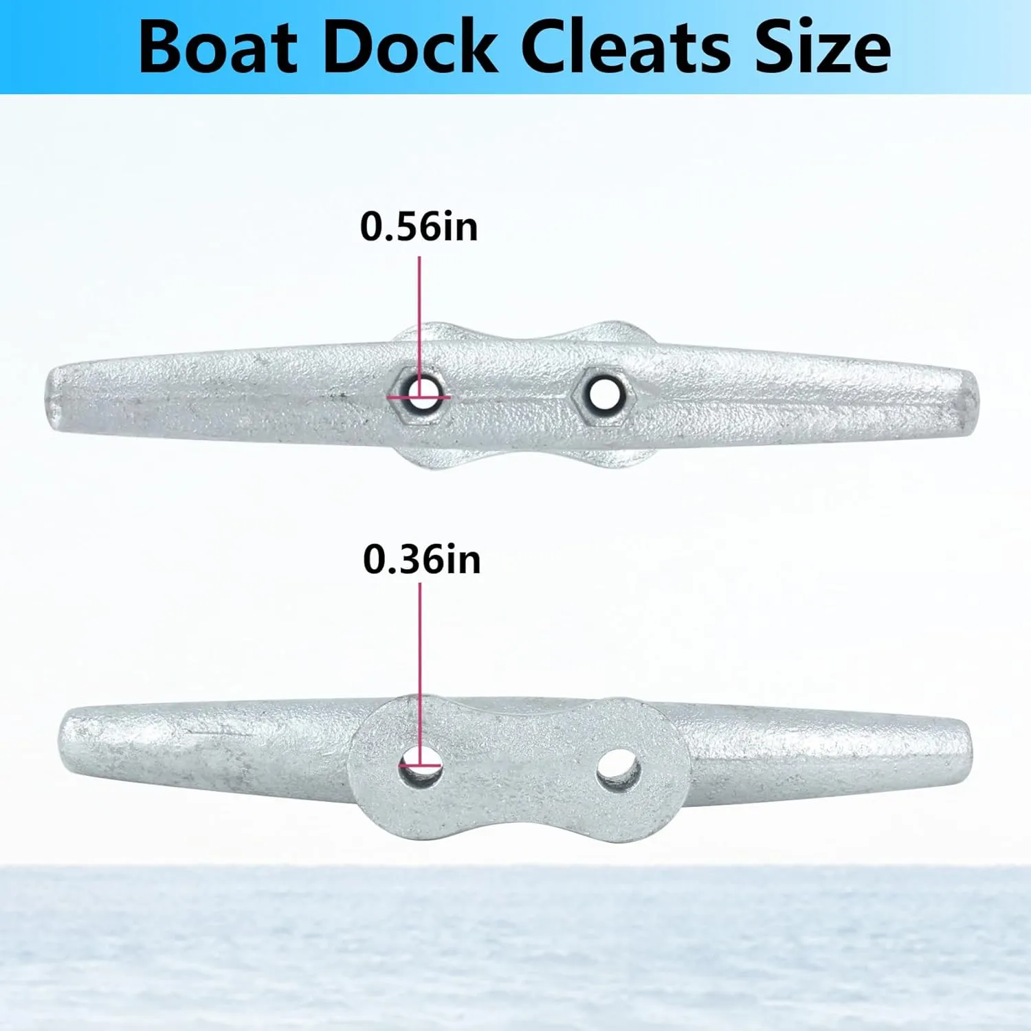 8 Inch Boat Cleats,Hot Dip Galvanized Cast Iron Dock Cleats,Electrophoretic Coated Black Boat Dock Cleats,Rope Cleatsfor Deck Nautical Decor,Piers for Tying up Boats,Hardware Not Included(2/4/6Pack)