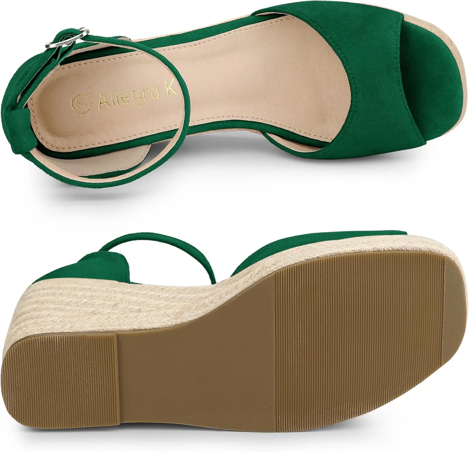 Allegra K Women's Espadrille Platform Ankle Strap Wedge Heel Sandals