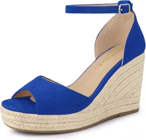 Allegra K Women's Espadrille Platform Ankle Strap Wedge Heel Sandals