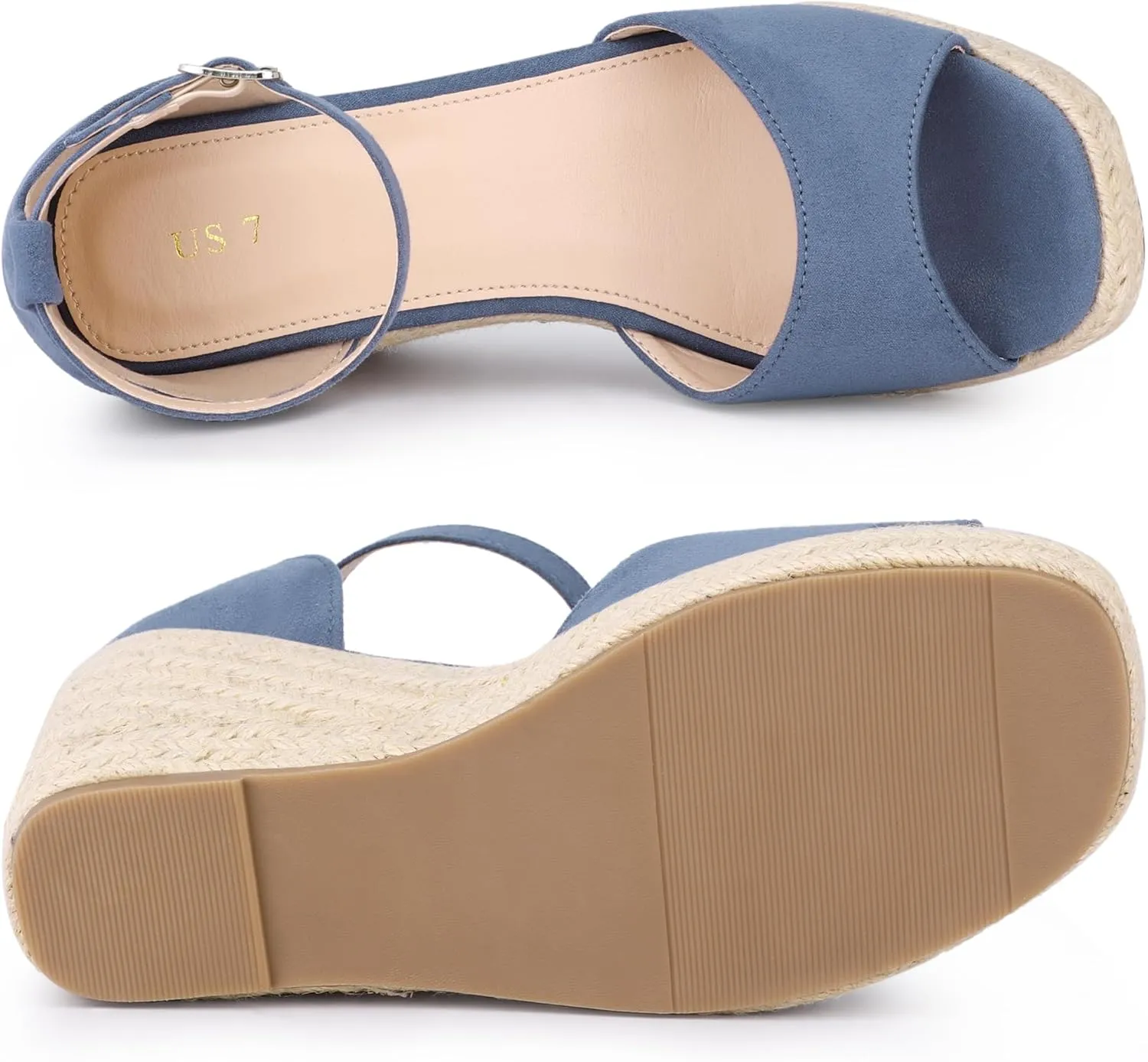 Allegra K Women's Espadrille Platform Ankle Strap Wedge Heel Sandals