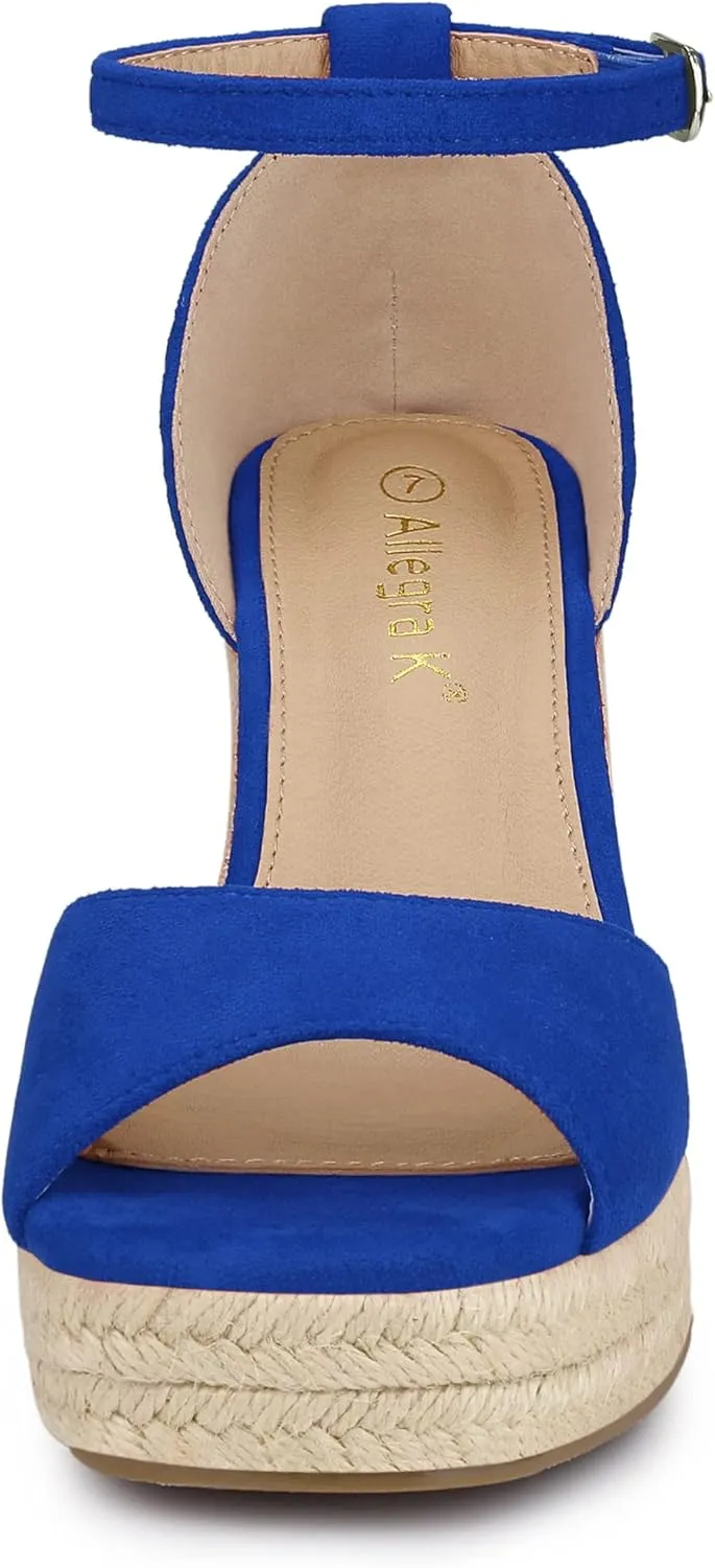 Allegra K Women's Espadrille Platform Ankle Strap Wedge Heel Sandals