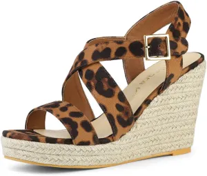 Allegra K Women's Espadrilles Platform Slingback Wedges Sandals