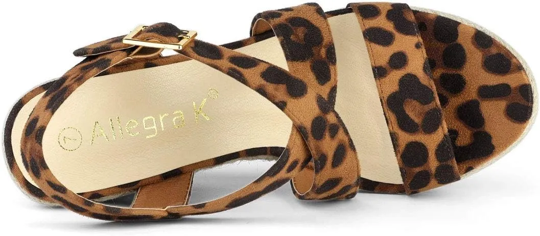 Allegra K Women's Espadrilles Platform Slingback Wedges Sandals