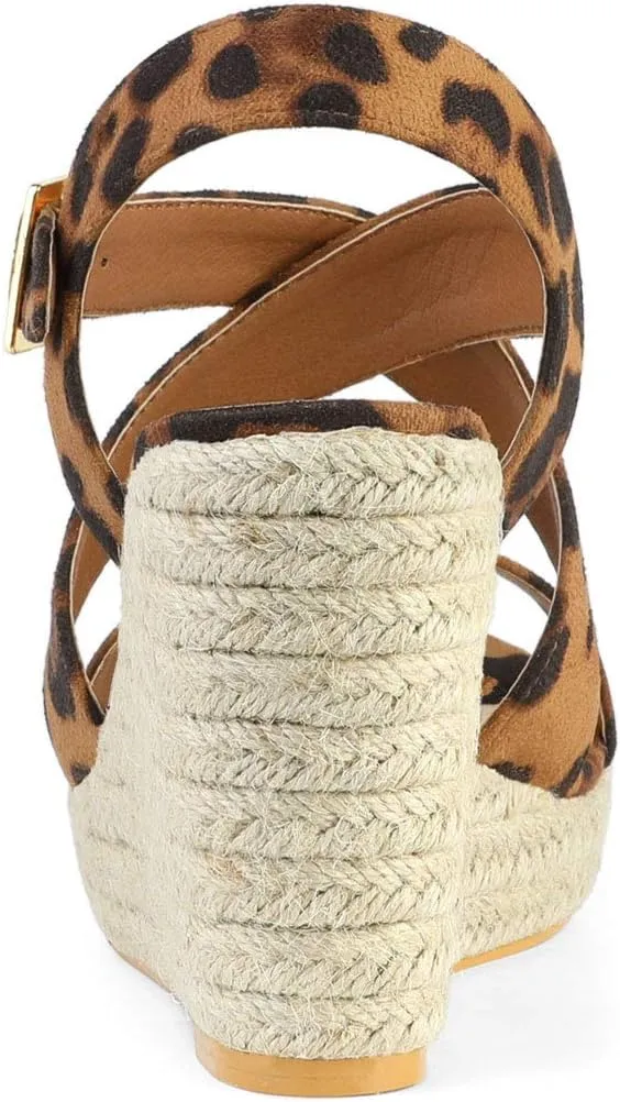 Allegra K Women's Espadrilles Platform Slingback Wedges Sandals