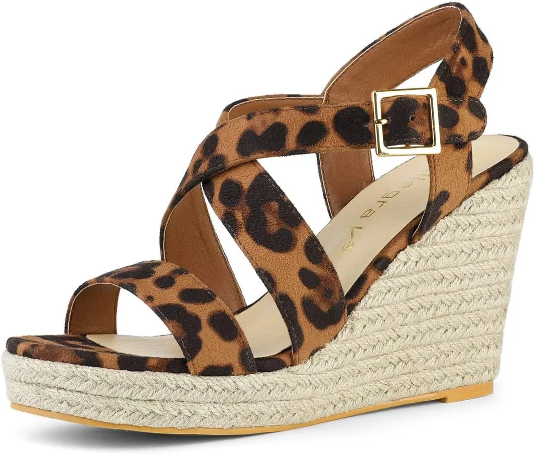 Allegra K Women's Espadrilles Platform Slingback Wedges Sandals