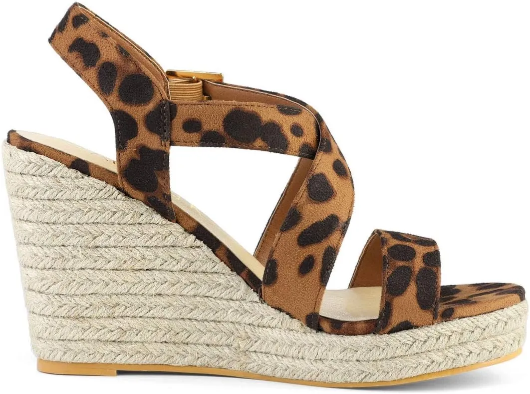 Allegra K Women's Espadrilles Platform Slingback Wedges Sandals