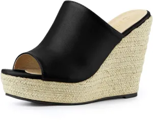 Allegra K Women's Slip on Platform Sandals Espadrilles Wedges Slides Mules