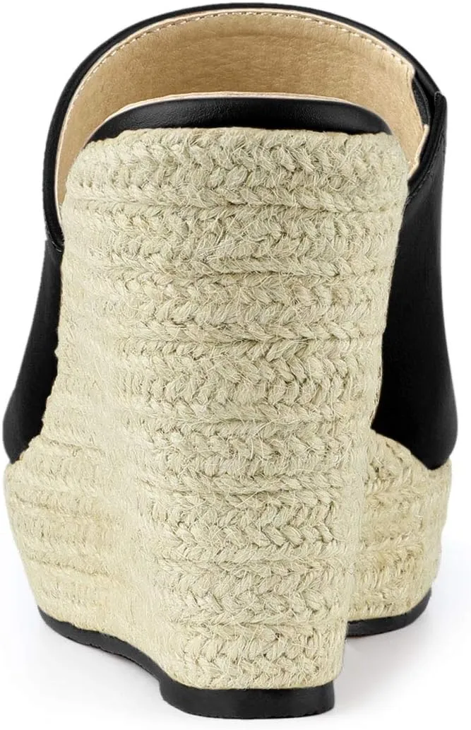 Allegra K Women's Slip on Platform Sandals Espadrilles Wedges Slides Mules