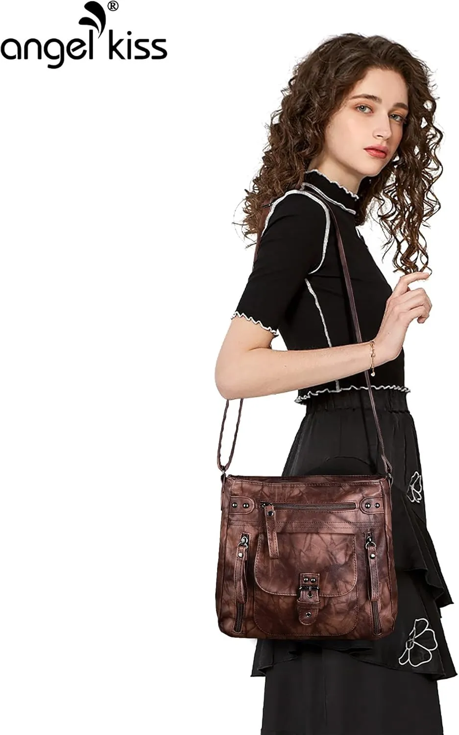 Angel Kiss Crossbody Bags Shoulder Bags and Handbags for Women Multi Pocket Daily Soft Hobo Purses Medium Size