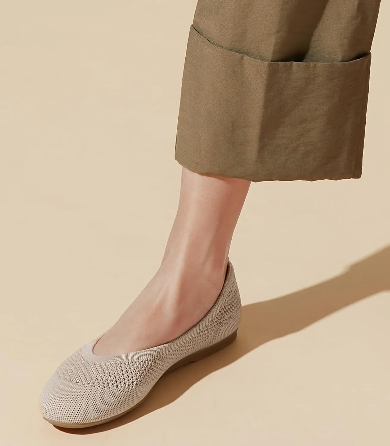 Arromic Flats Shoes for Women, Washable Round Toe Knit Ballet Flats Shoes with Comfortable Heel Cushions, Soft Slip on Dressy Shoes for Business Casual, Office, Work, Wedding