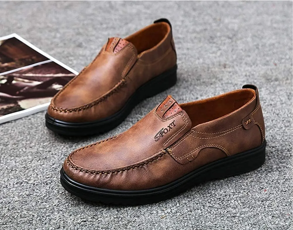 Asifn Men Casual Driving Shoes Leather Penny Loafers Slip Ons Outdoor Boat Walking Comfortable Walking Flats Breathable