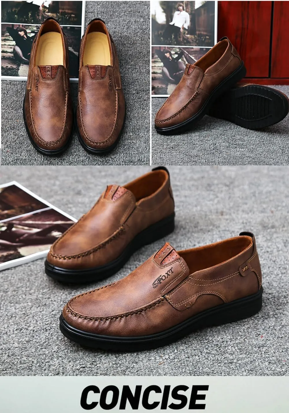 Asifn Men Casual Driving Shoes Leather Penny Loafers Slip Ons Outdoor Boat Walking Comfortable Walking Flats Breathable