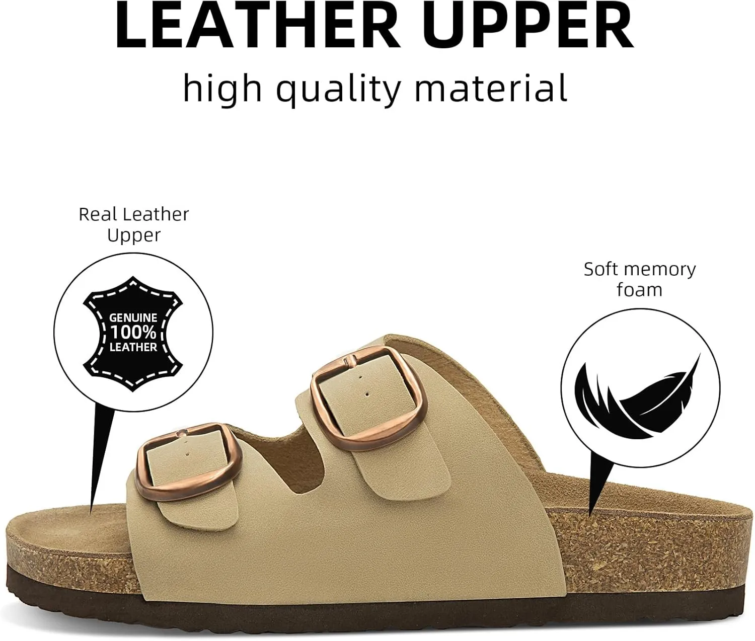 ATHMILE Womens Sandals Beach Vacation Essentials Sandals for Women with Arch Support Comfort Cork Footbed Summer Shoes for Women