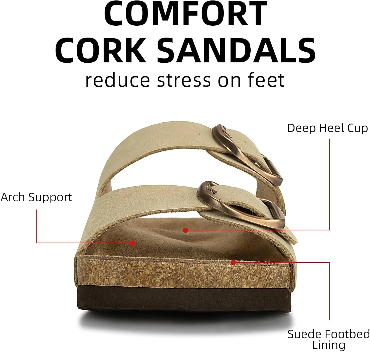 ATHMILE Womens Sandals Beach Vacation Essentials Sandals for Women with Arch Support Comfort Cork Footbed Summer Shoes for Women