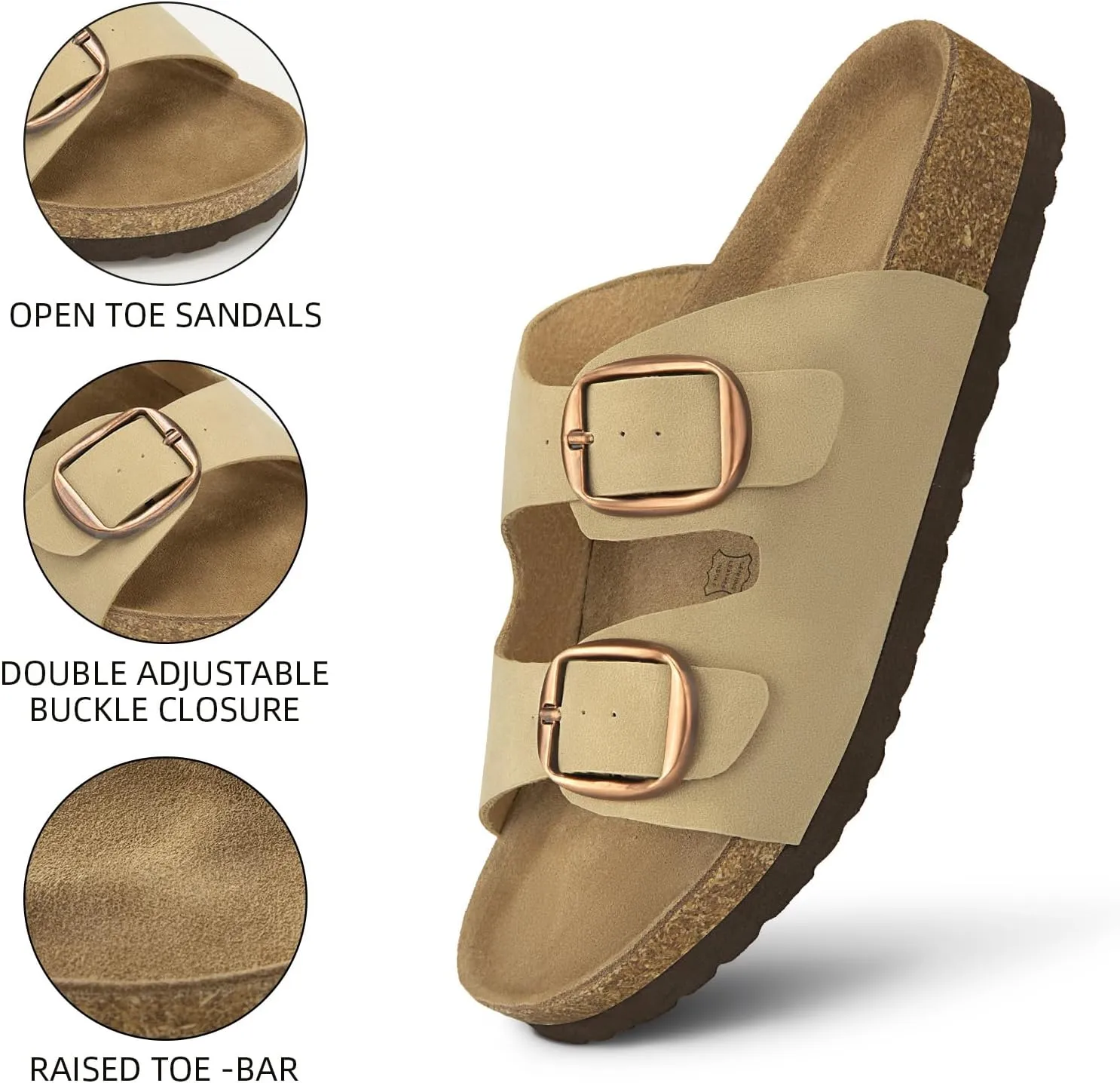 ATHMILE Womens Sandals Beach Vacation Essentials Sandals for Women with Arch Support Comfort Cork Footbed Summer Shoes for Women