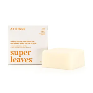 ATTITUDE Volume & Shine Conditioner Bar, Natural Origin, for Thin and Flat Hair, Soy Protein & Red Clay, Clean Ingredients, Vegan, Orange Blossom & Eucalyptus, 3 Oz