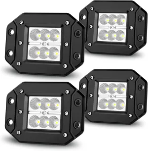 AUTOSAVER88 4PCS LED Pods Flood Flush Mount 5" 24W, 2400LM Off Road Fog Work Lights Compatible with Motorcycle, Dirt Bike, Trucks, UTV, Boats