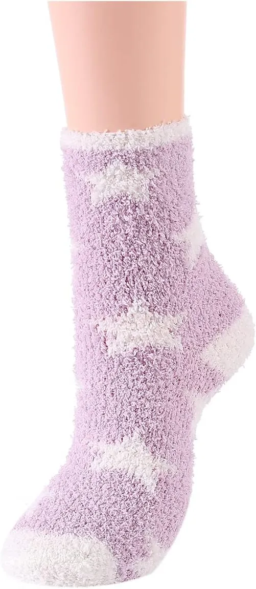 Azue Fuzzy Warm Slipper Socks Women Super Soft Microfiber Cozy Sleeping Socks 6 or 5 Pairs