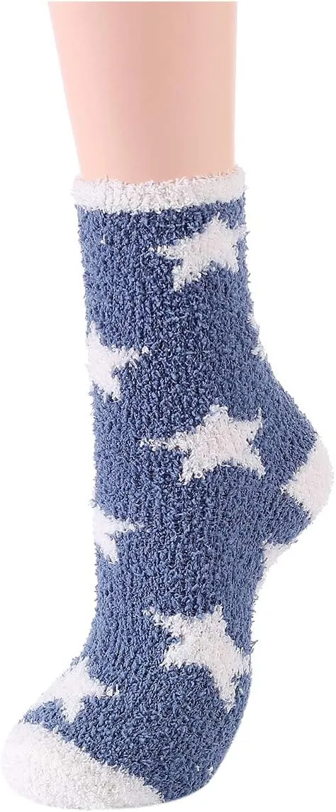 Azue Fuzzy Warm Slipper Socks Women Super Soft Microfiber Cozy Sleeping Socks 6 or 5 Pairs