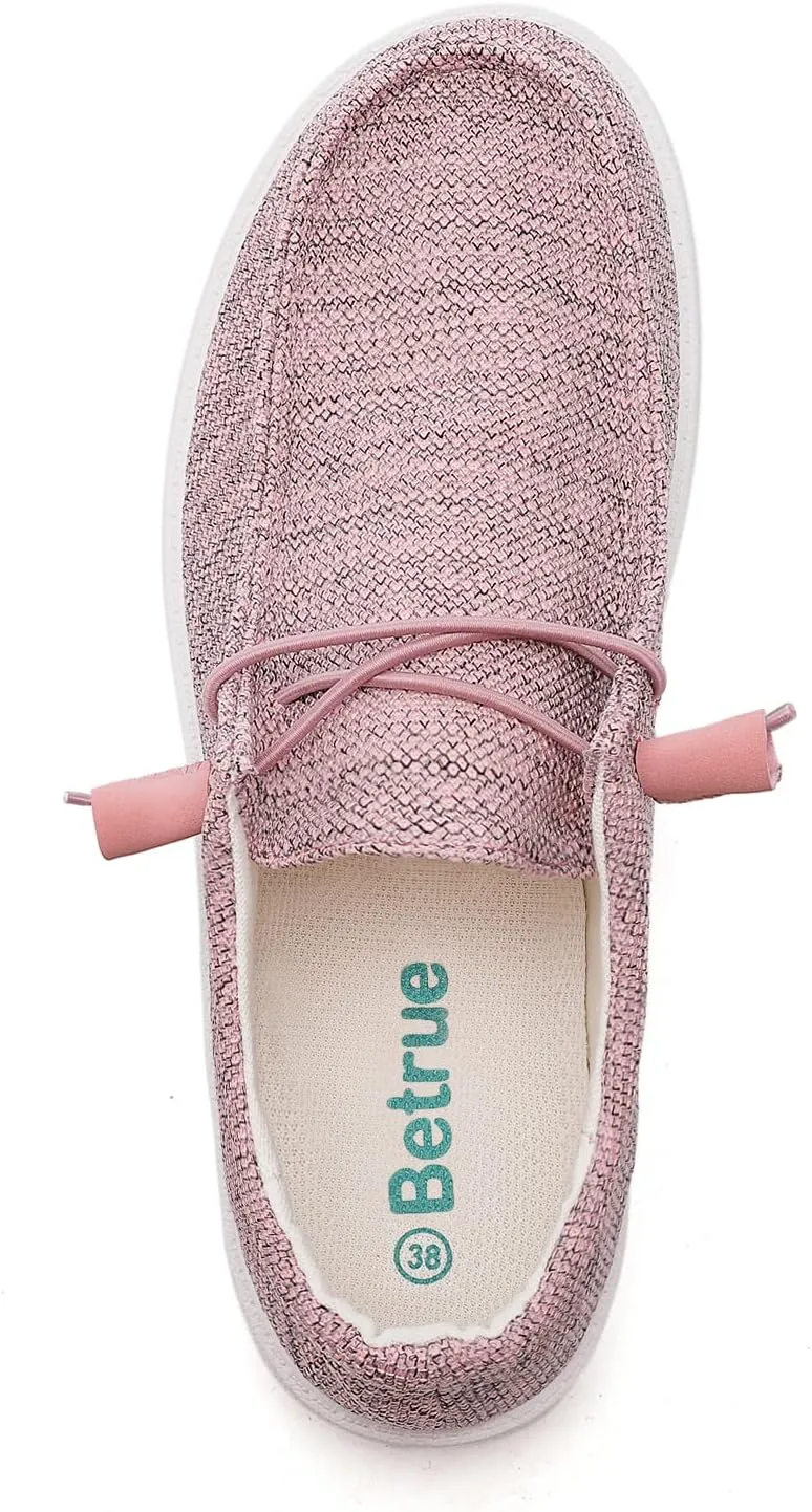 Betrue Lightweight Boat Shoes for Women, Womens Casual Loafers, Womens Slip On Deck Shoes, Breathable Canvas Sneakers for Women