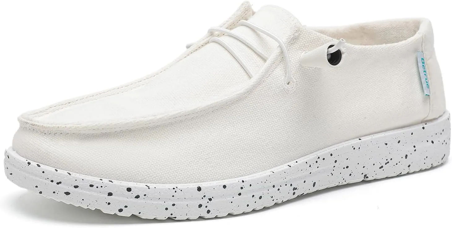 Betrue Lightweight Boat Shoes for Women, Womens Casual Loafers, Womens Slip On Deck Shoes, Breathable Canvas Walking Shoes for Women
