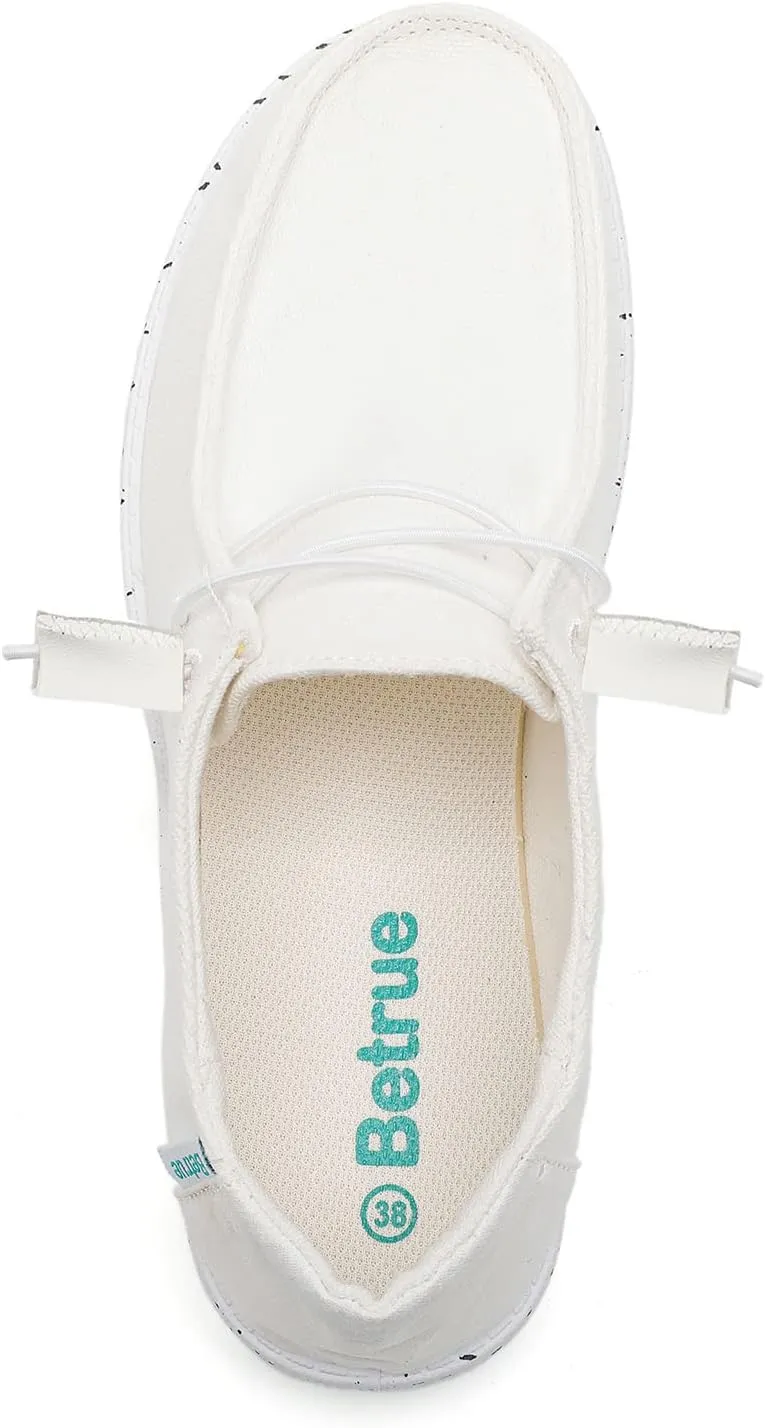 Betrue Lightweight Boat Shoes for Women, Womens Casual Loafers, Womens Slip On Deck Shoes, Breathable Canvas Walking Shoes for Women