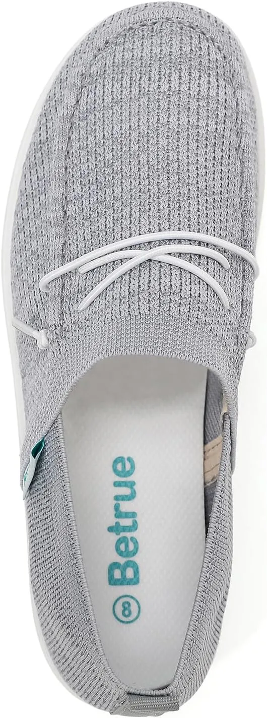 Betrue Lightweight Boat Shoes for Women, Womens Casual Loafers, Womens Slip On Deck Shoes, Breathable Canvas Walking Shoes for Women