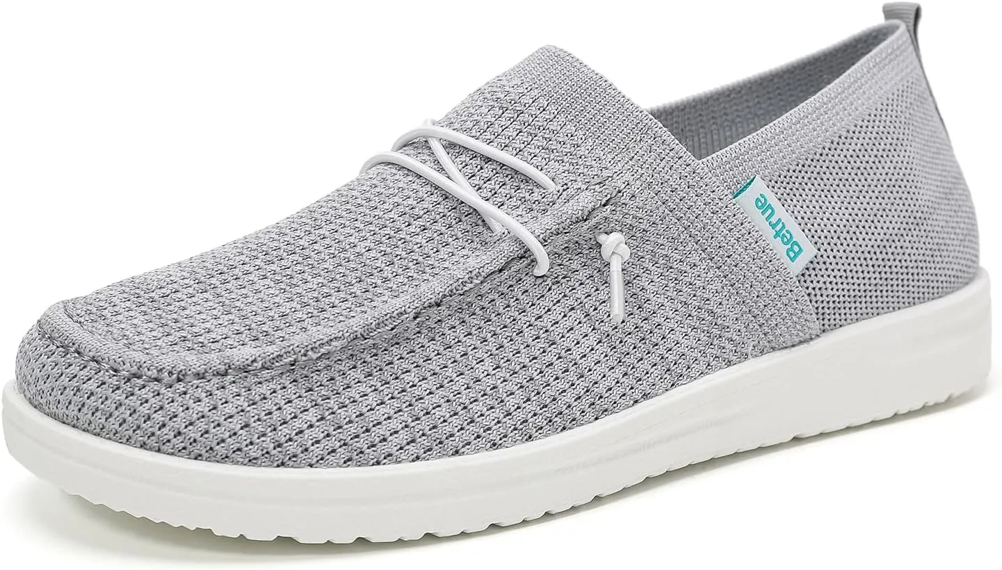 Betrue Lightweight Boat Shoes for Women, Womens Casual Loafers, Womens Slip On Deck Shoes, Breathable Canvas Walking Shoes for Women