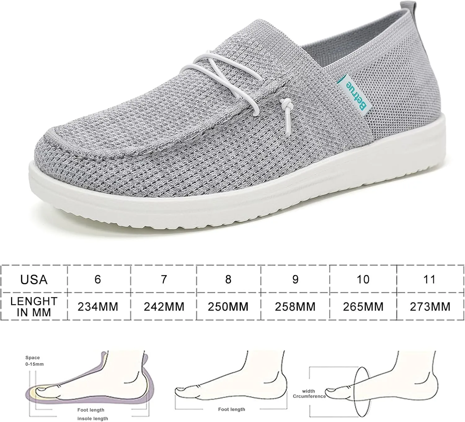 Betrue Lightweight Boat Shoes for Women, Womens Casual Loafers, Womens Slip On Deck Shoes, Breathable Canvas Walking Shoes for Women